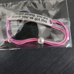 Inspirational Bracelet Silvertone/Pink